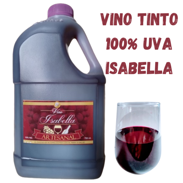 Vino Tinto Dulce Artesanal de Uva Isabella Litro